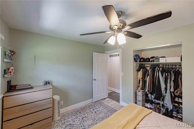 3712 Gail Dr, Imperial, MO 63052 - bedroom featuring wood finished floors, a closet, and ceiling fan
