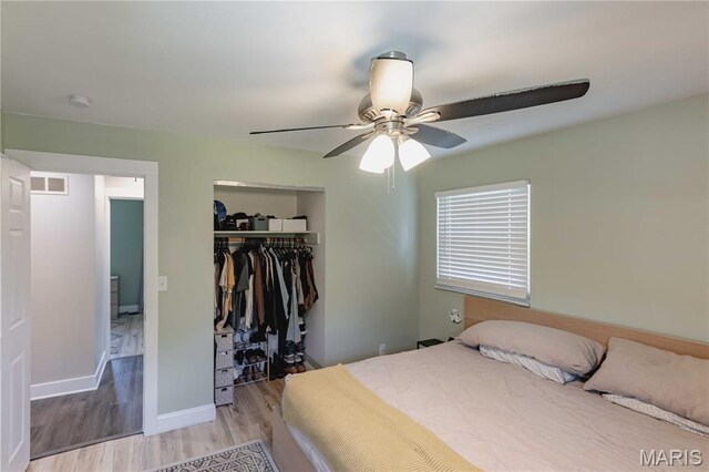 3712 Gail Dr, Imperial, MO 63052 - bedroom featuring a closet, wood finished floors, and ceiling fan