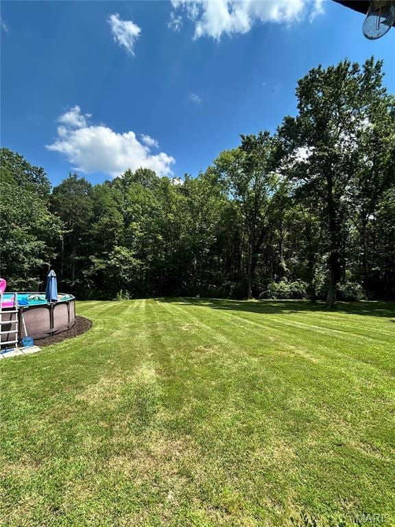 5156 Mccallister Rd, Gerald, MO 63037 - view of green lawn featuring an outdoor pool and a view of trees