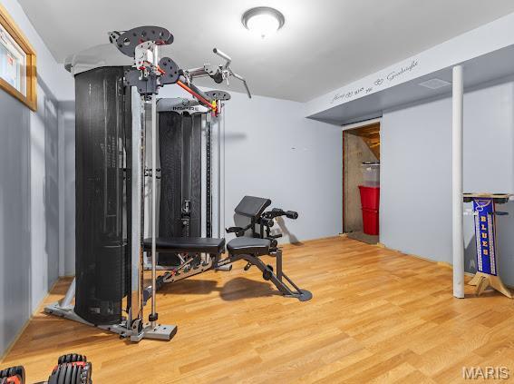 4213 Flucom Rd, De Soto, MO 63020 - workout area featuring wood finished floors