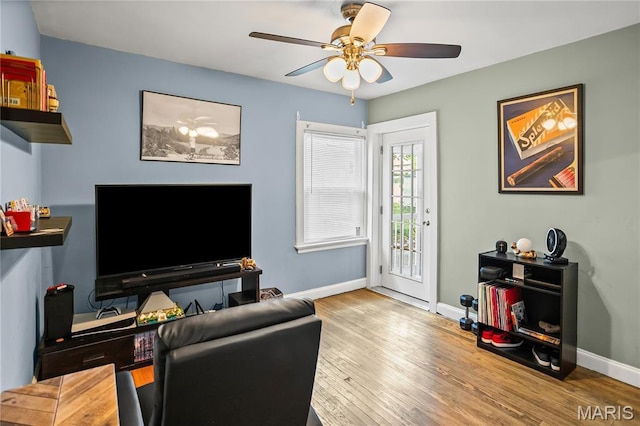 1106 Danforth St, Alton, IL 62002 - living area featuring ceiling fan and wood finished floors