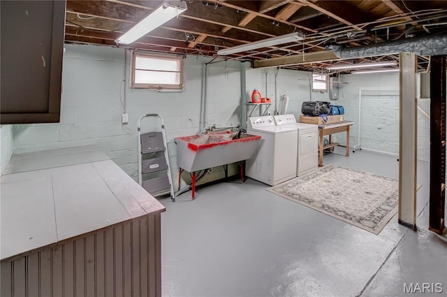 1106 Danforth St, Alton, IL 62002 - below grade area featuring independent washer and dryer and a sink