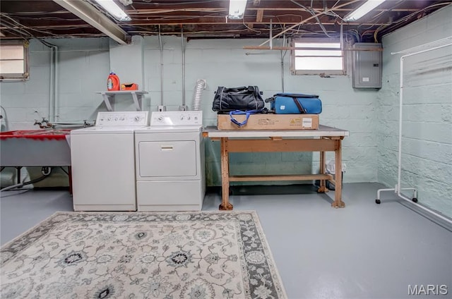 1106 Danforth St, Alton, IL 62002 - laundry area with electric panel and washing machine and dryer