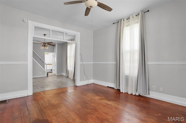 111 N Duncan St, Marine, IL 62061 - unfurnished room featuring a ceiling fan, hardwood / wood-style flooring, and stairway