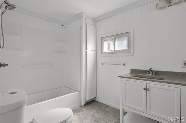 111 N Duncan St, Marine, IL 62061 - full bathroom featuring vanity, tub / shower combination, and wood walls