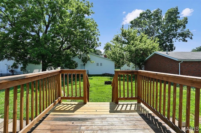 111 N Duncan St, Marine, IL 62061 - wooden terrace featuring a yard