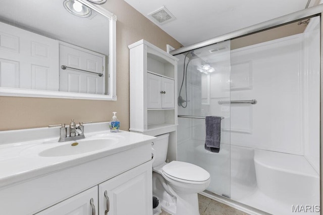 4 Fairways Cir Unit I, Saint Charles, MO 63303 - full bath featuring a shower stall, vanity, and tile patterned flooring
