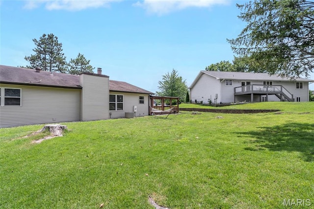 904 Ampere Pl, Lake St Louis, MO 63367 - view of green lawn with a deck