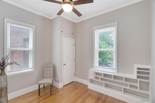 3253 Walter Ave, Maplewood, MO 63143 - unfurnished room with light wood-style flooring, crown molding, and ceiling fan