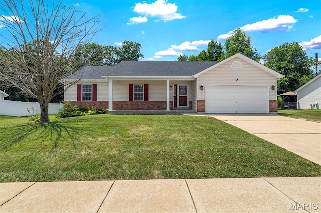 3848 Bedford Pointe Dr, Wentzville, MO 63385 - single story home featuring brick siding, driveway, a garage, and covered porch
