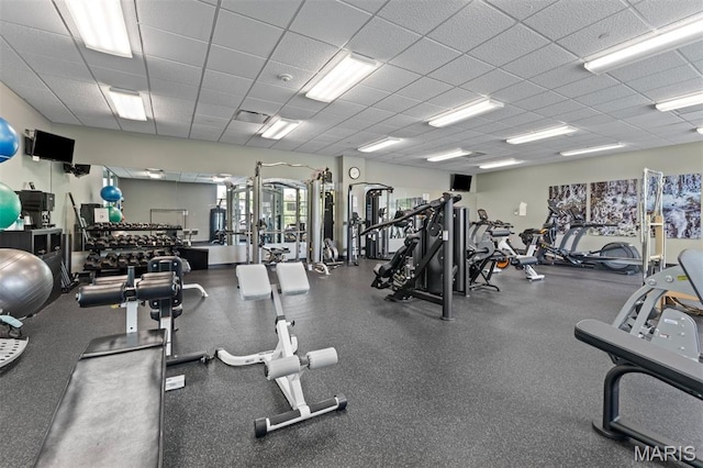 8025 Maryland Ave Unit 8H, Clayton, MO 63105 - exercise room featuring a paneled ceiling