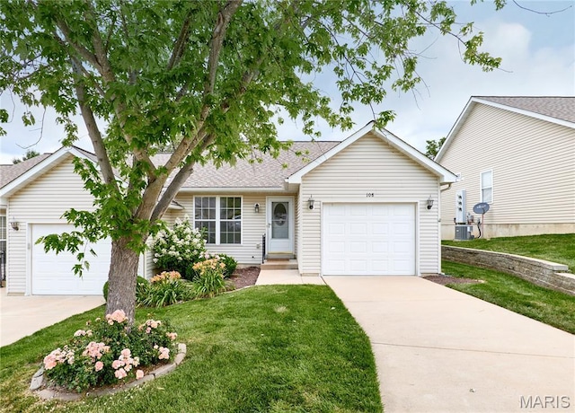 108 Fort Worth Way, Wright City, MO 63390 - view of front of property with concrete driveway, a garage, a front yard, and a shingled roof