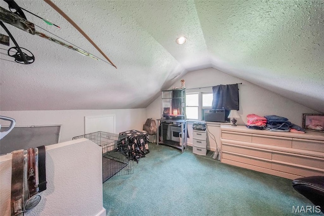110 S Oak St, Rolla, MO 65401 - additional living space with carpet floors, a textured ceiling, lofted ceiling, and cooling unit