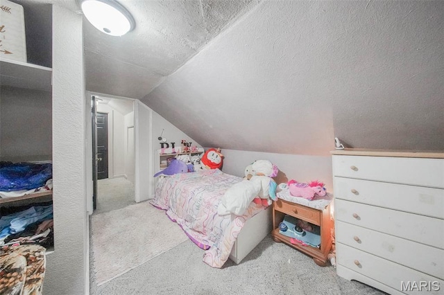 110 S Oak St, Rolla, MO 65401 - carpeted bedroom featuring lofted ceiling and a textured ceiling