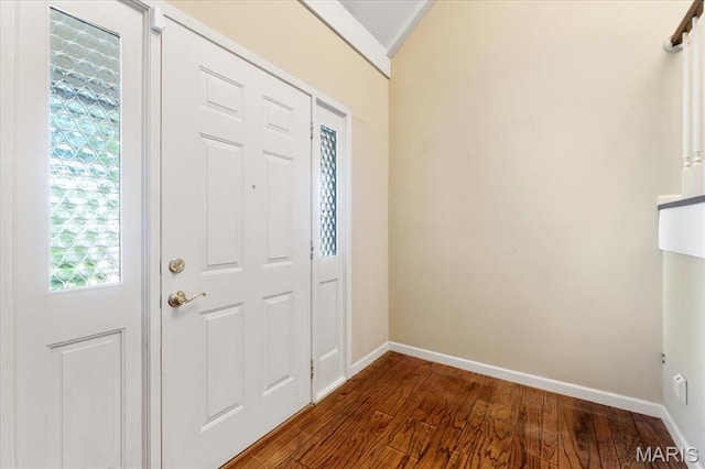 15693 Dresden Lake Ct, Chesterfield, MO 63017 - foyer with dark wood-style flooring and baseboards
