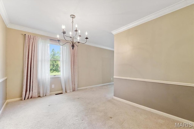 15693 Dresden Lake Ct, Chesterfield, MO 63017 - carpeted empty room with a chandelier and crown molding