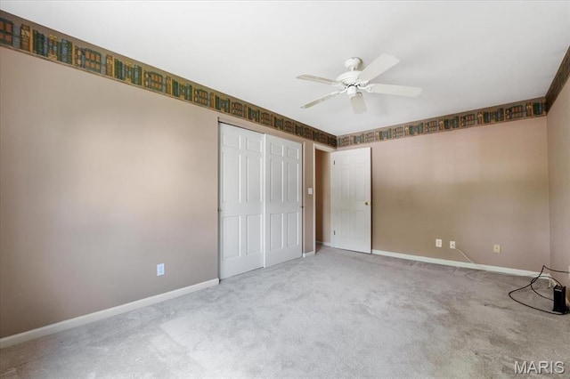 15693 Dresden Lake Ct, Chesterfield, MO 63017 - unfurnished bedroom with carpet floors, a closet, and ceiling fan