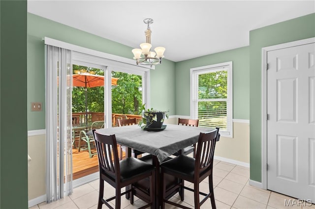 4632 Greenore Dr, High Ridge, MO 63049 - dining area with a chandelier and light tile patterned floors