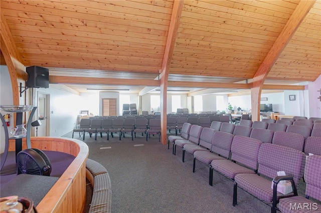 4869 Scottsdale Rd, House Springs, MO 63051 - living room featuring carpet and wooden ceiling