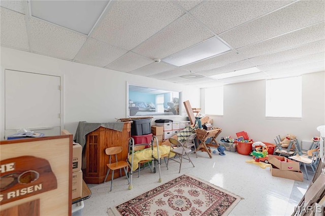 4869 Scottsdale Rd, House Springs, MO 63051 - recreation room featuring tile patterned floors and a paneled ceiling