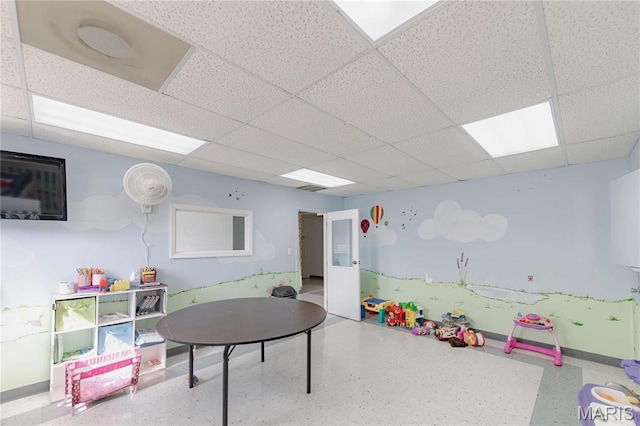 4869 Scottsdale Rd, House Springs, MO 63051 - recreation room featuring a paneled ceiling and baseboards