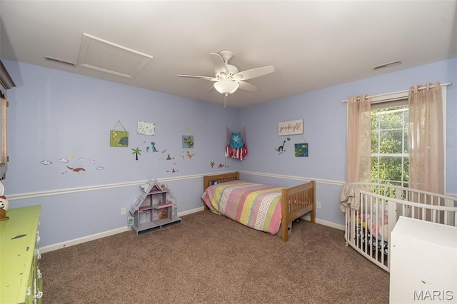 2314 Longest Dr, Wentzville, MO 63385 - carpeted bedroom with attic access and ceiling fan