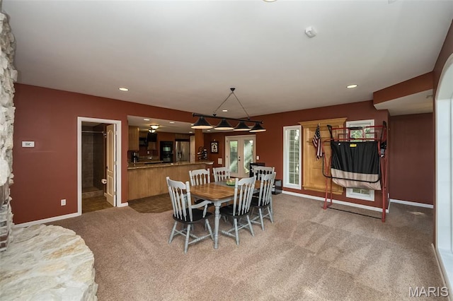 2314 Longest Dr, Wentzville, MO 63385 - dining area with carpet, recessed lighting, and french doors