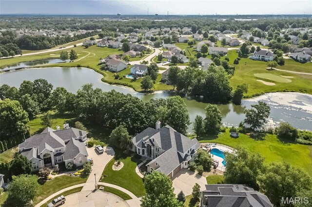 2314 Longest Dr, Wentzville, MO 63385 - aerial perspective of suburban area featuring a large body of water and a local golf course