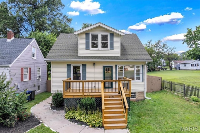 2733 Hermitage Ave, Saint Louis, MO 63143 - bungalow-style house featuring a deck, stairway, and a shingled roof