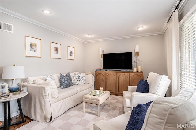 107 Huntleigh Dr, Kirkwood, MO 63122 - living area with ornamental molding and recessed lighting