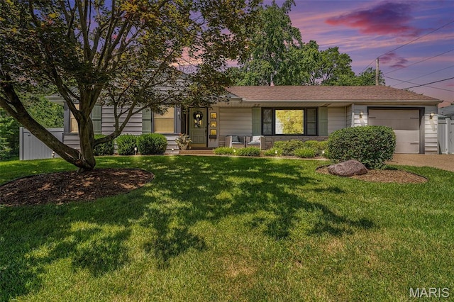 107 Huntleigh Dr, Kirkwood, MO 63122 - ranch-style house featuring a garage and a lawn