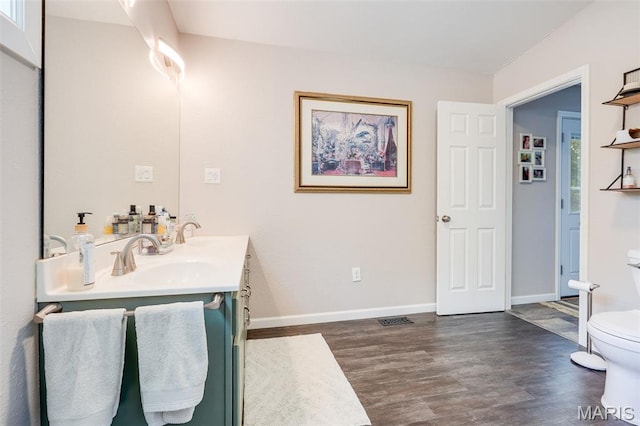 116 N Washington St, Troy, IL 62294 - bathroom featuring wood finished floors and double vanity