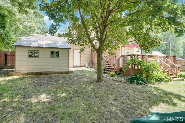 116 N Washington St, Troy, IL 62294 - view of yard featuring a deck and stairway