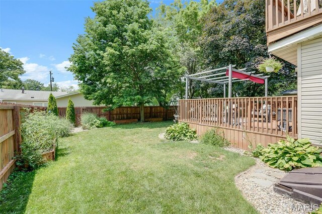 116 N Washington St, Troy, IL 62294 - fenced backyard with a wooden deck and a pergola
