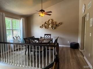 14 Shaderest Ct, Glen Carbon, IL 62034 - dining room featuring wood finished floors and a ceiling fan