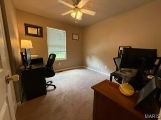 14 Shaderest Ct, Glen Carbon, IL 62034 - office space with ceiling fan and carpet flooring