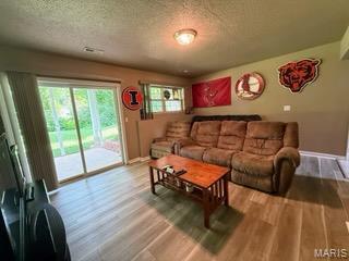 14 Shaderest Ct, Glen Carbon, IL 62034 - living room featuring wood finished floors and a textured ceiling