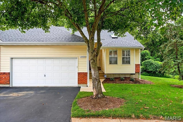 1909 King Arthur Ct, Saint Louis, MO 63146 - view of front of house featuring brick siding, driveway, a front lawn, and roof with shingles