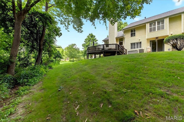 1909 King Arthur Ct, Saint Louis, MO 63146 - view of grassy yard featuring a wooden deck