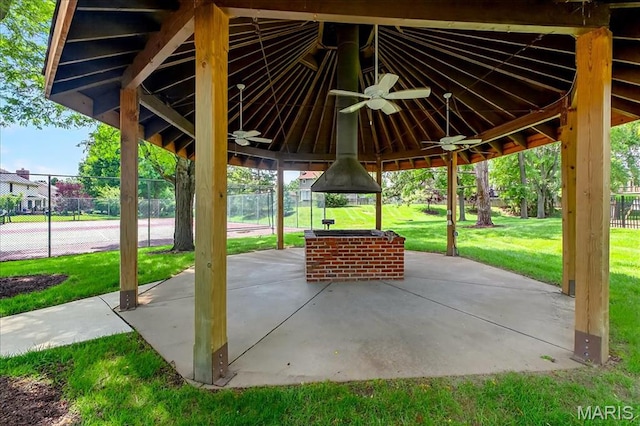 1909 King Arthur Ct, Saint Louis, MO 63146 - view of patio with a gazebo and ceiling fan