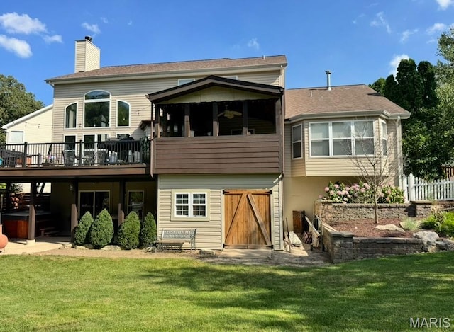 616 Remmick Stables Ct, Ofallon, MO 63368 - rear view of property featuring a deck and a chimney