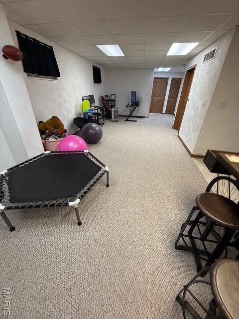 130 Regency Pl, Millstadt, IL 62260 - workout area with a paneled ceiling and light colored carpet