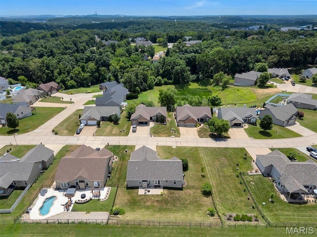 1209 Riesling Ln, Pevely, MO 63070 - aerial perspective of suburban area with a pool area