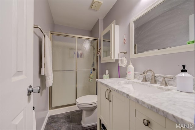 6 Barkwood Ct, Saint Peters, MO 63376 - bathroom with vanity, a stall shower, and tile patterned floors