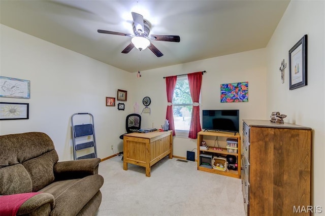 6 Barkwood Ct, Saint Peters, MO 63376 - home office featuring light carpet and a ceiling fan