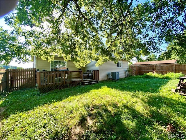 1129 Albers, Bethalto, IL 62010 - fenced backyard featuring a wooden deck