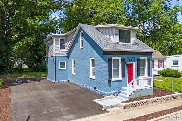 207 N 13th St, Belleville, IL 62220 - view of front of property with brick siding, roof with shingles, and crawl space