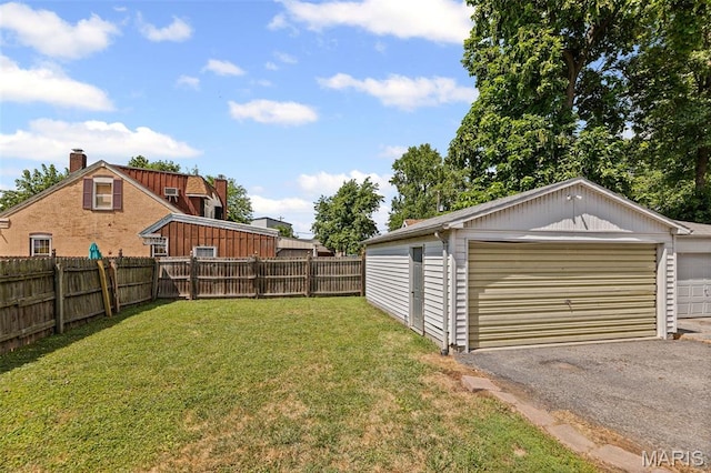 505 Sycamore St, Belleville, IL 62220 - fenced backyard featuring a garage and an outbuilding