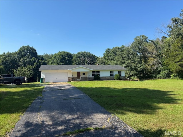 8705 State Road Y, Dittmer, MO 63023 - ranch-style home with driveway, a front lawn, and a garage