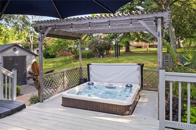1225 Wissmann Dr, Ballwin, MO 63011 - deck featuring a shed and a pergola